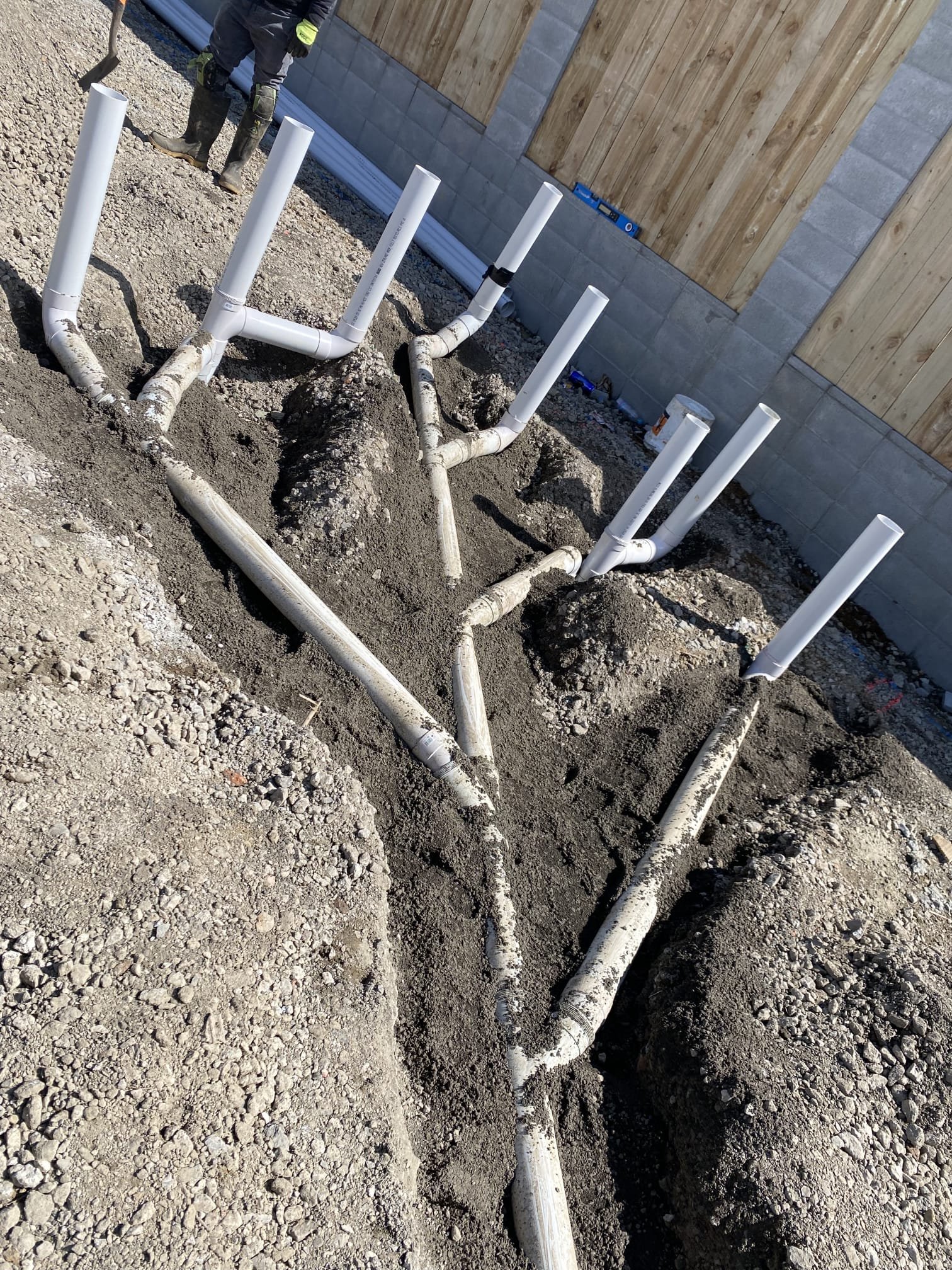 Excavation and pipe bedding for private drainage