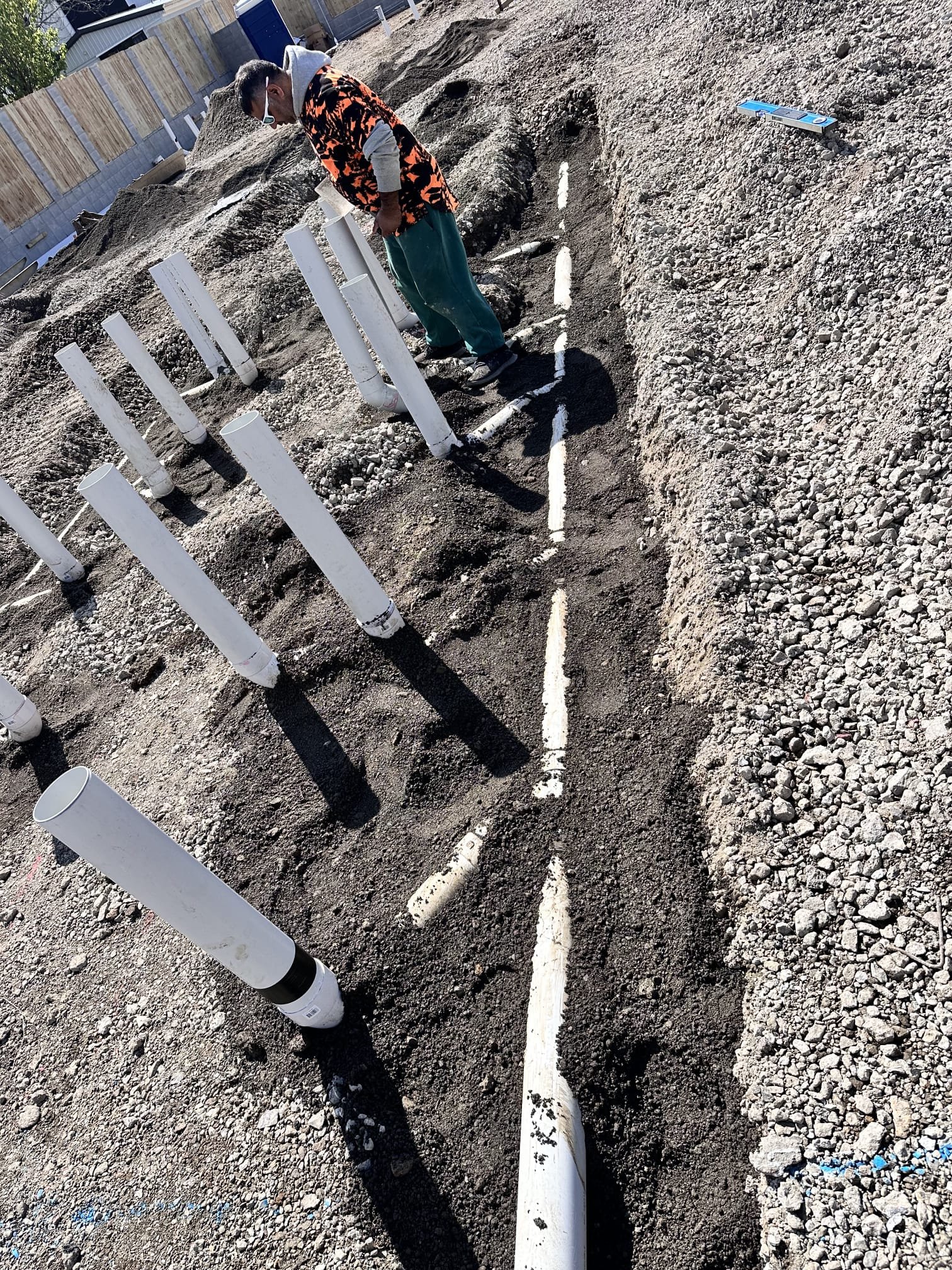 Subsoil drainage trench with Novacoil pipe