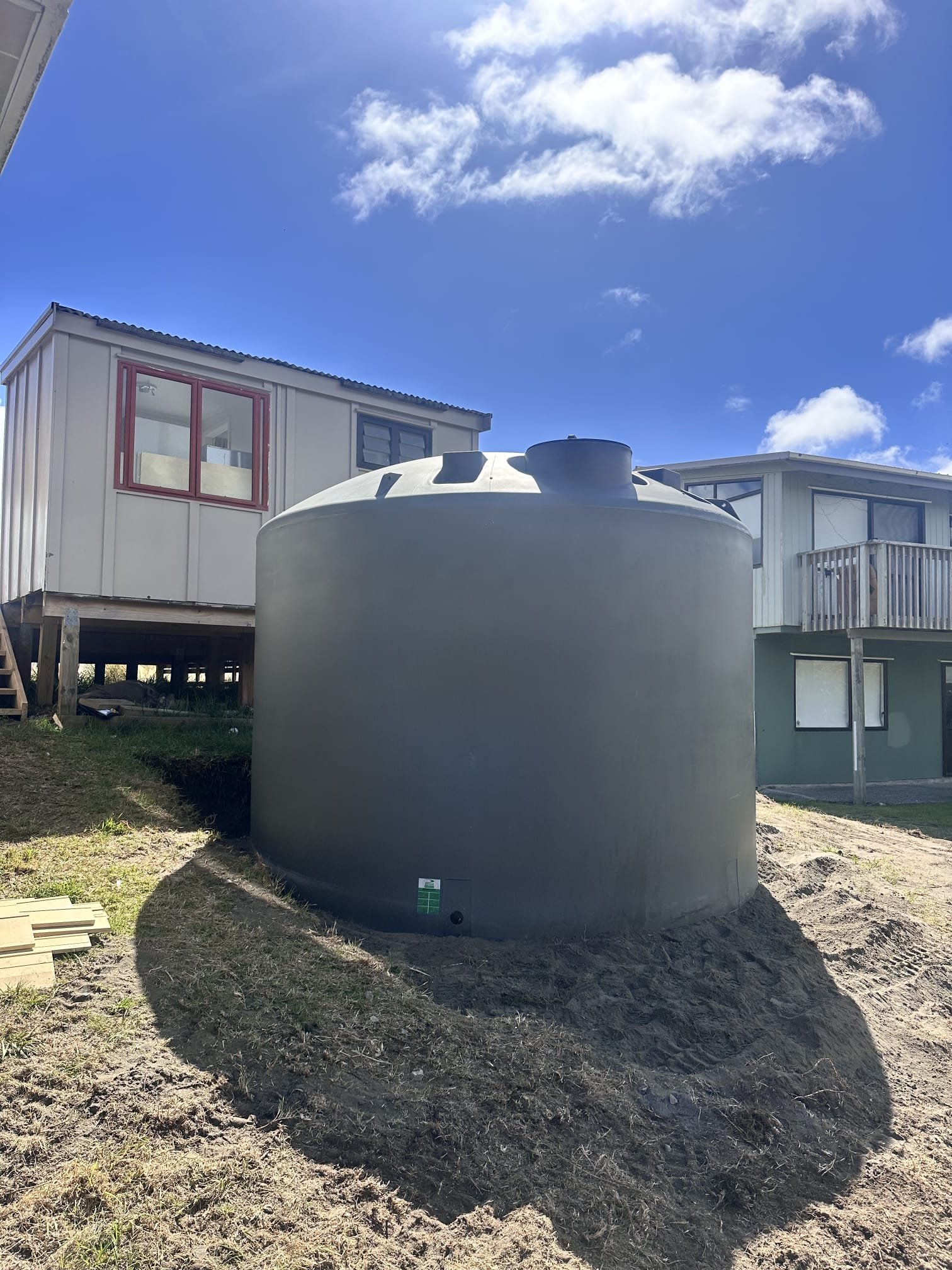 Rainwater tank installation trench and connection work